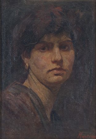 UMBERTO MARTINA (Budoia, 1880 - 1945) La modella olio su tela grezza cm....