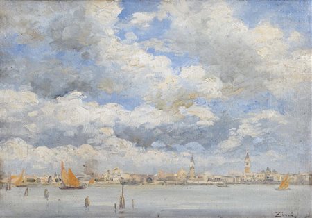 UMBERTO ZINI (Padova, 1878 - 1964) Venezia olio su tela cm. 30x40 firma in...