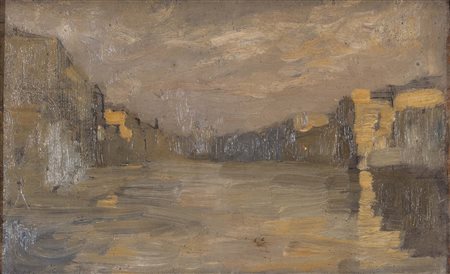 GUGLIELMO CIARDI (Venezia, 1842 - 1917) Canal grande (1895) olio su tavola...