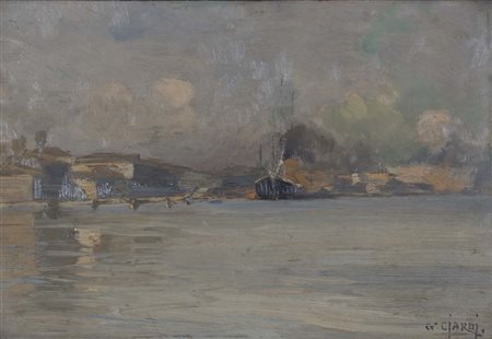 GUGLIELMO CIARDI (Venezia, 1842 - 1917) Canale della Giudecca olio su tavola...