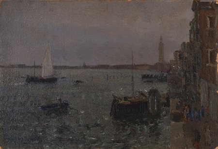 BEPPE CIARDI (Venezia, 1875 - Quinto di Treviso, 1932) Fondamenta nuove olio...