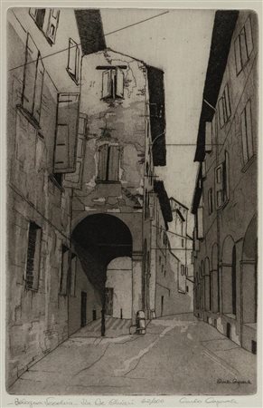 Carlo Caporale (San Giovanni in Persiceto 1923 - San Benedetto in Val di Sambro 2000), “Bologna vecchia: via De Chiari”.