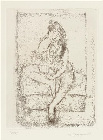 Giovanni Romagnoli (Faenza 1893 – Bologna 1976), “Nudo con fiori”, 1976.