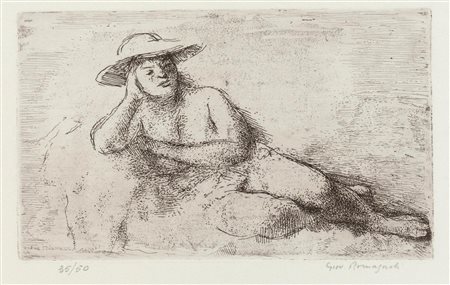 Giovanni Romagnoli (Faenza 1893 – Bologna 1976), “Nudo con cappello”.