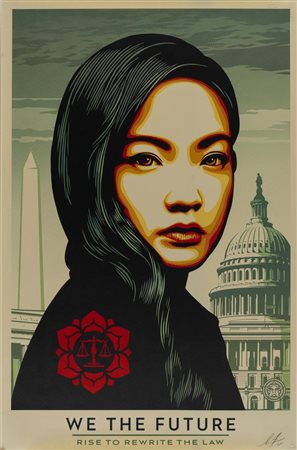 Shepard Fairey detto Obey (Charleston 1970), “We the future rise to rewrite the law”, 2018.