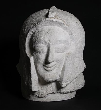 Calco in gesso raffigurante testa di guerriero etrusco, Manifattura italiana del XIX/XX secolo