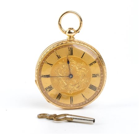 Orologio da tasca in oro 18K fine XIX secolo cassa anonima in oro giallo 18k...