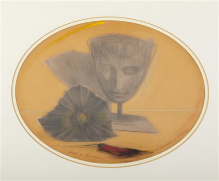 GUCCIONE PIERO (1935 - 2018) - LA MASCHERA E L'IBISCO (STUDIO PER LITOGRAFIA).