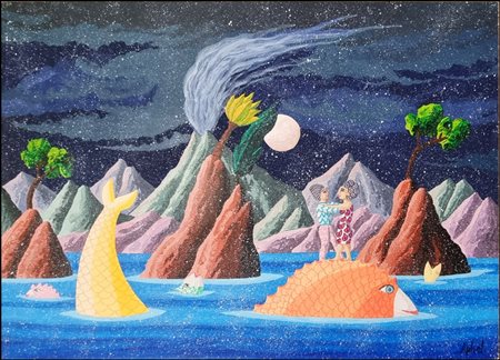 APHEL FABIO Cavalese (TN) 1957 "Notte di luna piena"