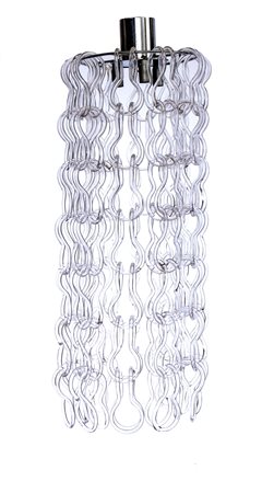 Lampadario della serie Giogali con struttura in metallo ed elementi diffusori in vetro di Murano    Angelo Mangiarotti