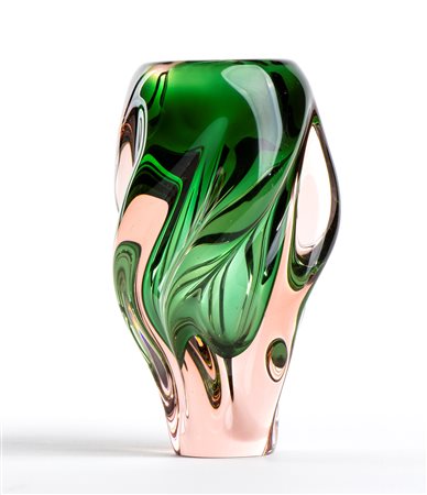 Vaso twisted in vetro di Murano realizzato con la tecnica del sommerso    Josef  Hospodka (attribuito a)