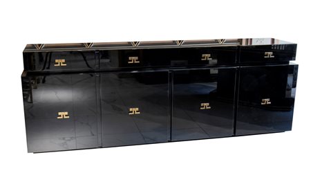 Credenza vintage in legno laccato e ottone per Maison Jansen   