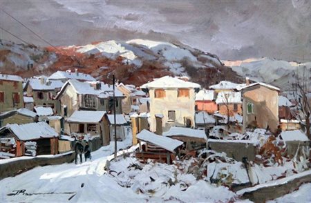 BONANOMI ARTURO Calolziocorte (LC) 1920 "Paesaggio innevato" 40x60 olio su...