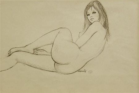 ALESSANDRI LORENZO Torino 1927 - 2000 "Lillà" 1975 35x50 disegno su...