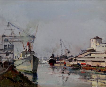 MUSSO CARLO Balangero (TO) 1907 - 1968 "Marina di Ravenna" 50x60 olio su...