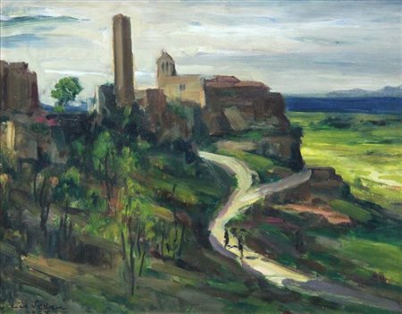 VELLAN FELICE Torino 1889 - 1976 "Santa Maria di Castello" 10.4.1965 40x50...