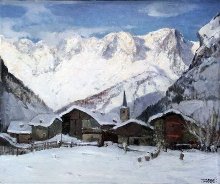 MUSSO CARLO Balangero (TO) 1907 - 1968 "La Sax (Courmayeur)" 50x60 olio su...