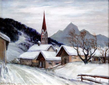 VELLAN FELICE Torino 1889 - 1976 "Seefeld - Tirolo" 1952 40x50 olio su tela...