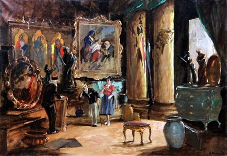 PRIVATO COSIMO Venezia 1899 - 1971 "Dall'antiquario" 1953 70x100 olio su tela...