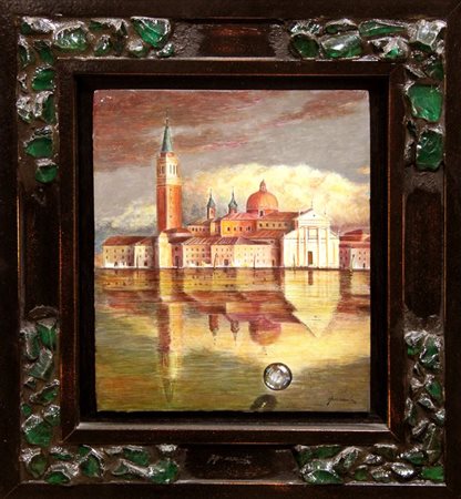 NUNZIANTE ANTONIO Napoli 1956 "Onirico veneziano" 2008 35x30 maiolica dipinta...