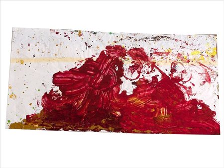 NITSCH HERMANN Vienna 1938 "Aktionmalerei" 2007 210,5x103 olio misto su carta...