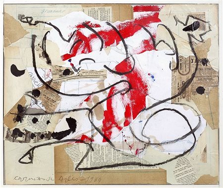 CARMASSI ARTURO Lucca 1925 "Arles" 1980 50x60 collage e fusain su carta...