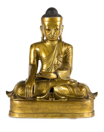 BUDDA Budda seduto, in bronzo dorato, Tailandia , fine XIX secolo H. cm 38