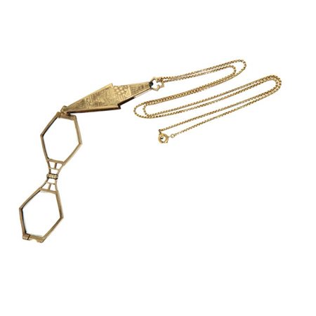 LORGNETTE Lorgnette in oro a bassa caratura, struttura incisa e decorata con...