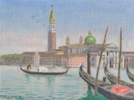 Carl Moser (Bozen/Bolzano 1873 - 1939) Venezia, 1920;Olio su tela su cartone,...