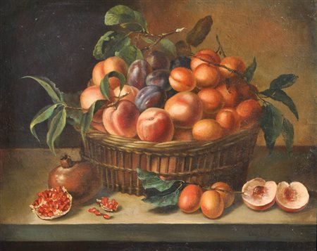 - Natura morta con frutta;Olio su tela, 45,5 x 55 cm, in cornice Firma