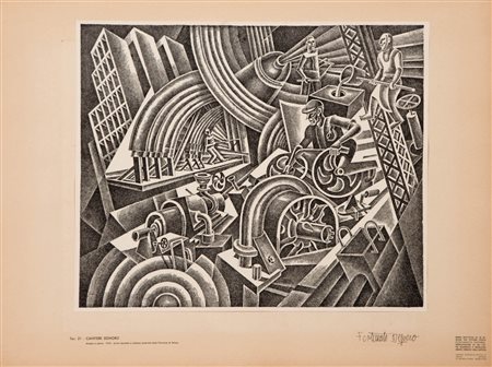 Fortunato Depero (Fondo 1892 - Rovereto 1960) Cantiere sonoro, 1944;Stampa su...