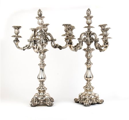 Coppia di candelabri tedeschi in argento XIX secolo Altezza x larghezza...