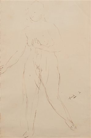 Virgilio Guidi Roma 1891-Venezia 1984 Studio di figura femminile 1930 China...