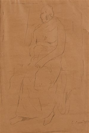 Carlo Carrà Quargnento 1881-Milano 1966 Studio di figura 1932 china su carta...