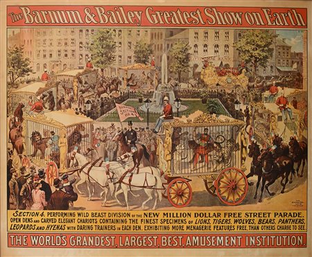 The Barnum & Bailey Greatest Show on Earth Litografia a colori cm 78x96 - con...