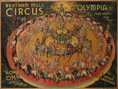 Bertram Mills' Circus at Olympia Grand Hall Litografia a colori cm 75x100 -...