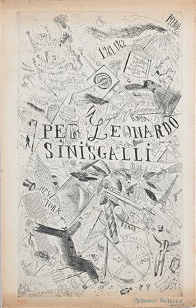 Bruno Caruso Palermo 1927-0 Menù 1961-1962 Per Leonardo Sinisgalli Acquaforte...