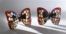 Coppia di appliques “farfalla” in vetro piombato, Francia, fine XIX/inizi XX...