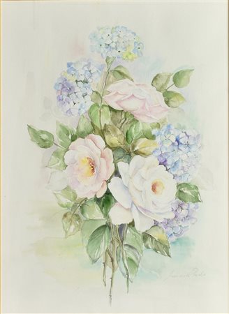 Francesca Priolo FIORI acquerello su carta, cm 38x28 firma