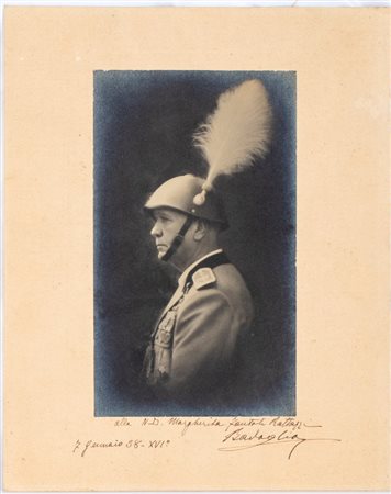  
Badoglio, Pietro (Grazzano Monferrato, 28 settembre 1871 – Grazzano Badoglio, 1º novembre 1956) 
 cm.24,5x30,5