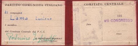  
Togliatti, Palmiro (Genova, 26 marzo 1893 – Jalta, 21 agosto 1964) - Lama, Luciano (Gambettola, 14 ottobre 1921 – Roma, 31 maggio 1996) 
 5,5x8cm
