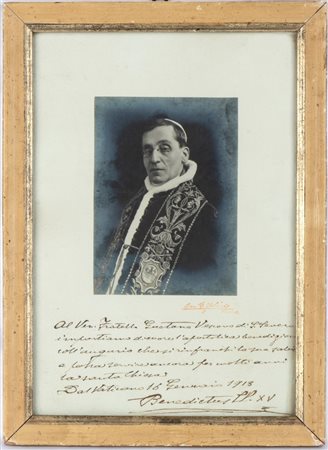  
Papa Benedetto XV (Giacomo Paolo Giovanni Battista della Chiesa; Genova, 21 novembre 1854 – Roma, 22 gennaio 1922) 
 cm.23x31