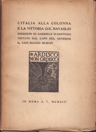  
D'annunzio, Gabriele (Pescara, 12 marzo 1863 – Gardone Riviera, 1º marzo 1938)  
 cm.15x20