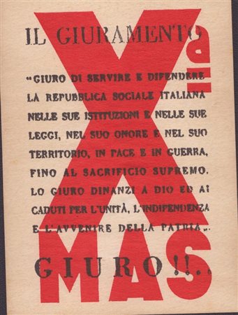  
Seconda Guerra Mondiale - Volantino  XMAS "Giuramento..." 
 cm.8x11