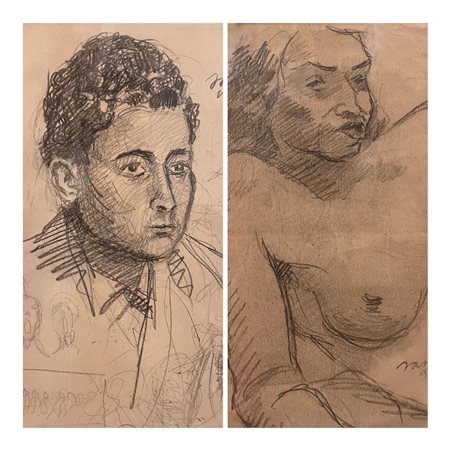 Aligi Sassu (1912 - 2000) 
Coppia di disegni 1947; 1949
mista su carta 