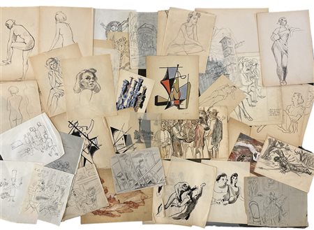 Alberto Mastroianni (1903,  - 1974) 
Raccolta di disegni 1948
matita, acquerello, china e inchiostro su carta dimensioni varie