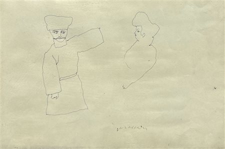 Mino Maccari (1898 - 1989) 
Due figure 
penna su carta 20 x 29 cm