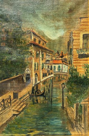 Antonio Corpora (1909 - 2004) 
Canale Veneziano anni '40 del XX secolo
olio su tela 42 x 64 cm