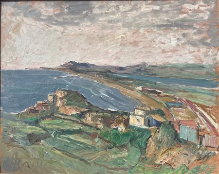 Pasquale D'Angelo (1896 - 1955) 
Litorale pontino 
olio su compensato 68 x 84 cm