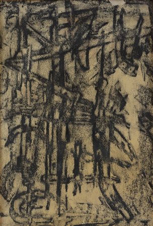 Mirko Basaldella (1910 - 1969) 
Composizione 1952
carboncino grasso su carta 17,4 x 12,1 cm